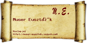 Muser Euszták névjegykártya